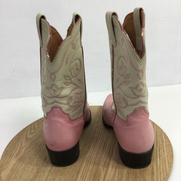 Ariat Cowboy Boots Leather Pull-On Block-Heel Pink Cream Size US 5 - Picture 3 of 13